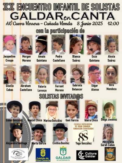 Por segundo año consecutivo y enmarcado dentro de las fiestas en honor a Santa Teresa de Jesús, el barrio de Cañada Honda en Gáldar acoge la II Edición del Encuentro Infantil de Solistas GALDARenCANTA.