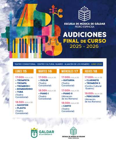 La Escuela Municipal de Música de Gáldar cierra el curso con nueve audiciones esta semana
