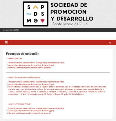 La Sociedad Municipal de Promoción y Desarrollo de Santa María de Guía convoca plazas sin criterios claros de baremación, sembrando dudas entre los aspirantes