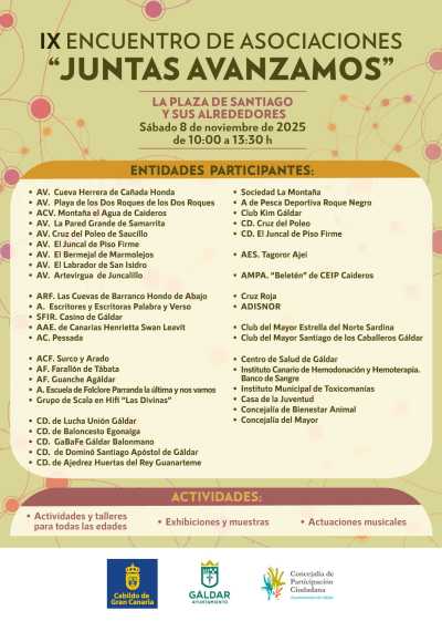 Gáldar celebra el 8 de noviembre el IX Encuentro de Asociaciones ‘Juntas Avanzamos’
