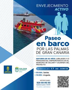 Envejecimiento Activo organiza un paseo en barco por Las Palmas de Gran Canaria el 17 de junio