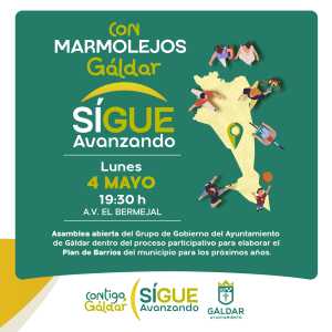 Marmolejos celebra este lunes 4 de mayo la vigésima asamblea del proceso ‘Contigo, Gáldar Sigue Avanzando’
