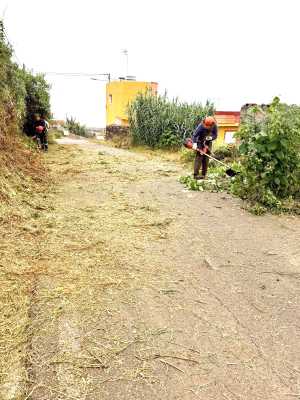 El Ayuntamiento de Guía refuerza los trabajos de desbroce y limpieza en la red de vías municipales