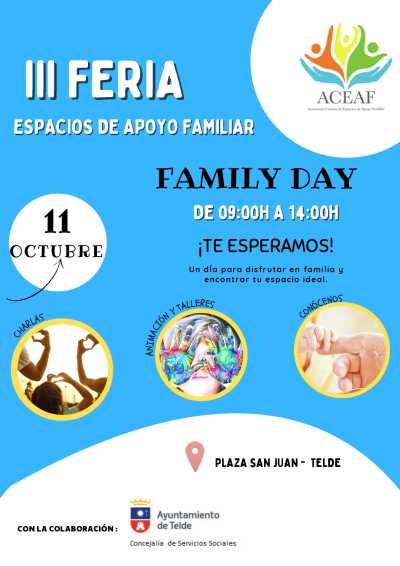 Telde celebra este sábado la III Feria de Apoyo Familiar con talleres, música y actividades para disfrutar en familia