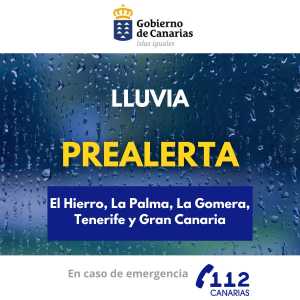 El Gobierno de Canarias actualiza la situación a prealerta por lluvia en islas occidentales y Gran Canaria