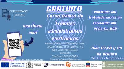Telde ofrece un curso gratuito sobre Trámites Administrativos Electrónicos