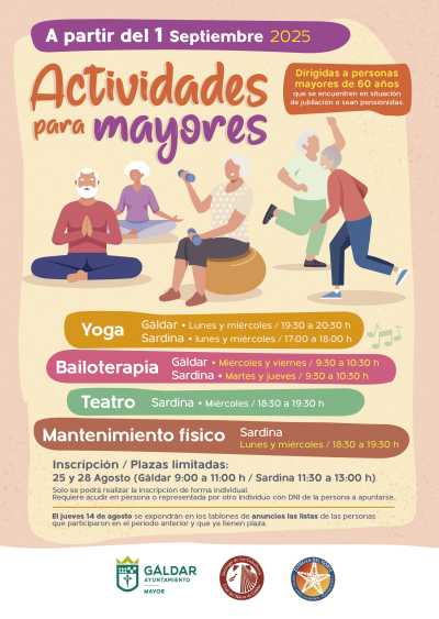 El 25 de agosto abren las inscripciones para yoga, bailoterapia, mantenimiento físico y teatro en los Clubes de Mayores