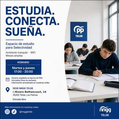 El PP de Telde habilita su sede como espacio gratuito de estudio para estudiantes de Selectividad