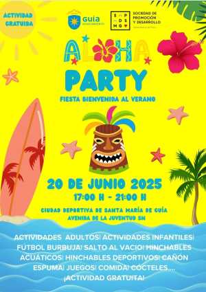 Guía de Gran Canaria da la bienvenida al verano con una gran fiesta de temática hawaiana en la Ciudad Deportiva