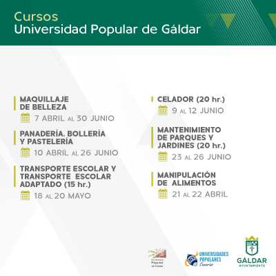 La Universidad Popular de Gáldar oferta nuevos cursos en los meses de abril, mayo y junio