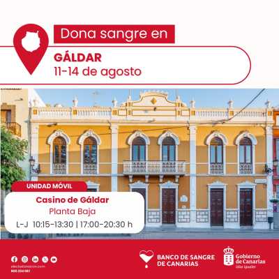 El ICHH pone en marcha una campaña de donación de sangre de lunes 11 a jueves 14 en el Casino de Gáldar