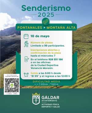 Deportes continúa con el programa de senderos con una ruta el sábado 10 de mayo de Fontanales a Montaña Alta
