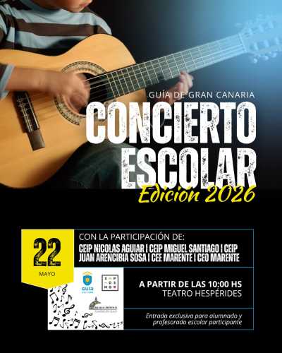 El Teatro Hespérides acoge este viernes una nueva edición del Concierto Escolar de Guía