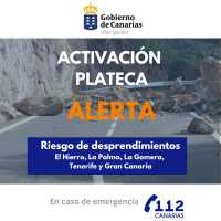 Actualización PLATECA: situación de alerta por riesgo de desprendimientos en las islas occidentales y Gran Canaria