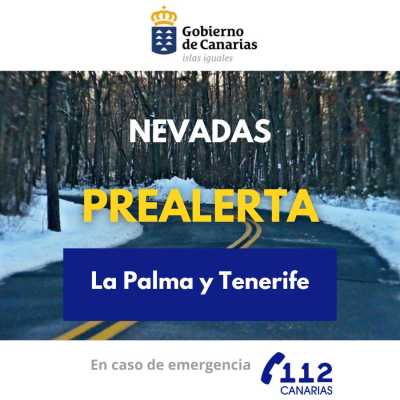 El Gobierno de Canarias declara la prealerta por nevadas en La Palma y Tenerife