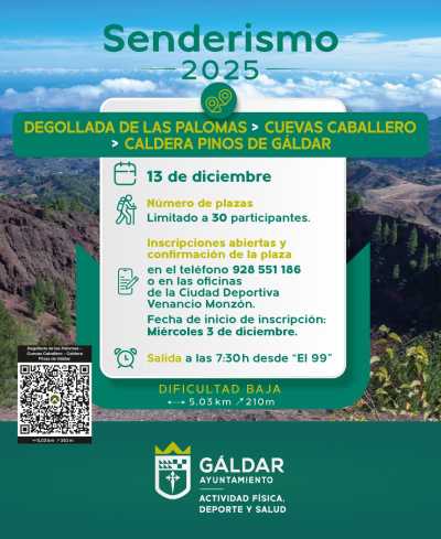 Nuevo sendero del programa municipal con una ruta por los Pinos de Gáldar el 13 de diciembre